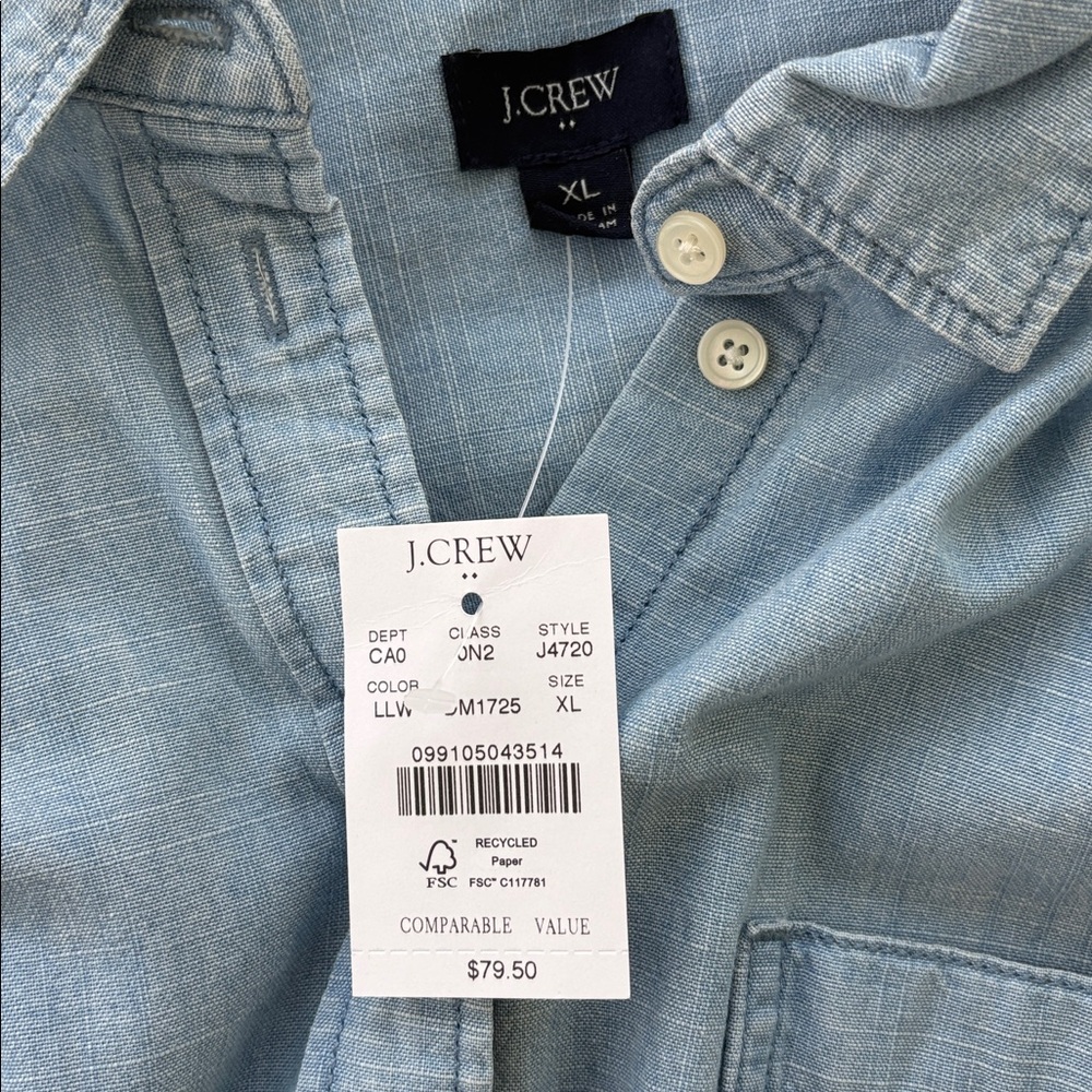 J Crew Chambray Button Down Blouse NWT - image 4